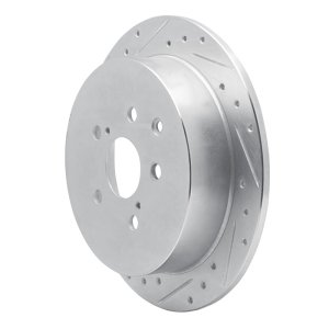 Lexus RX450h Brake Rotor (1) - Rear Left - R1 Concepts - Drilled & Slotted - Silver - `10-`20